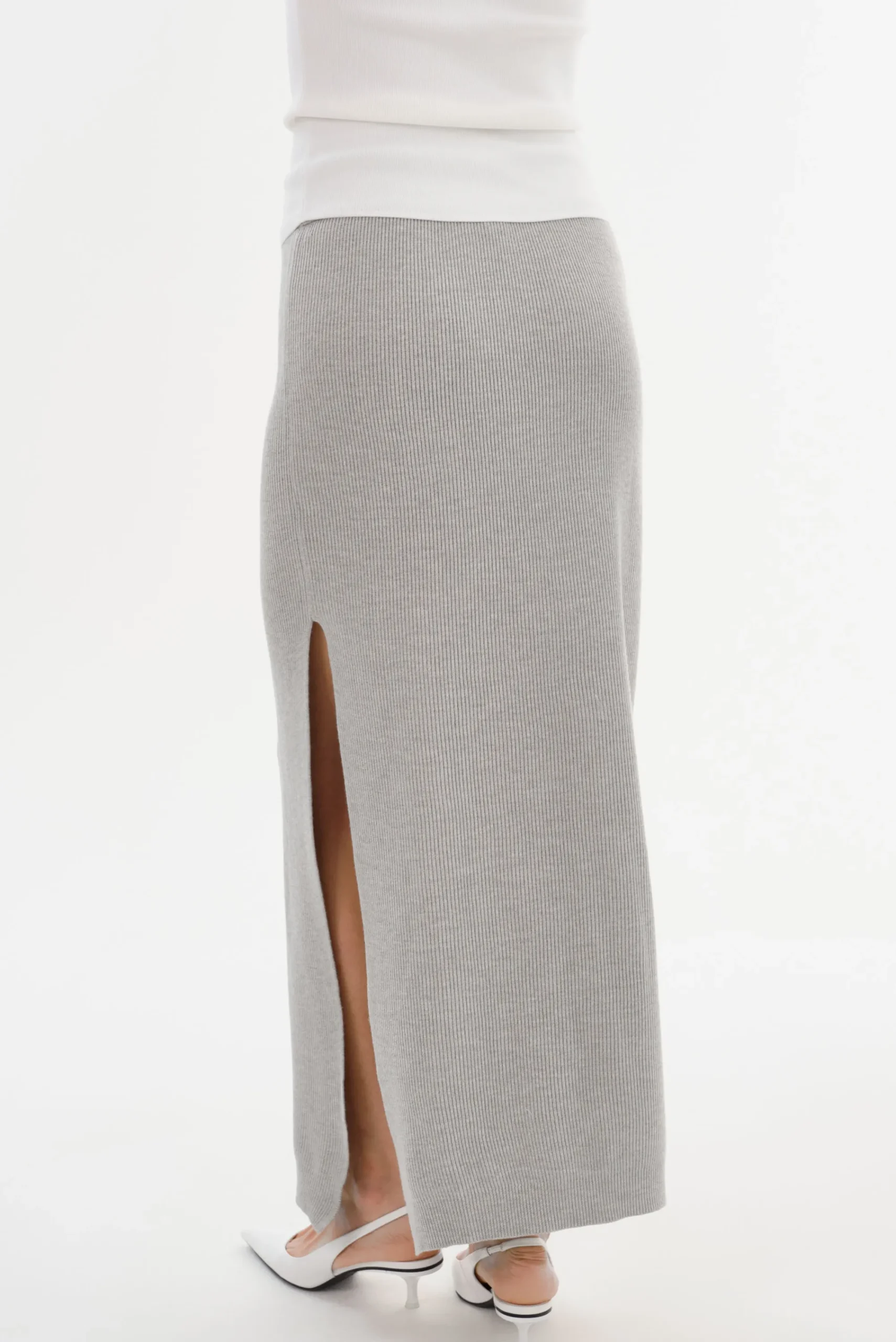 Discount LAMARQUE JILLIAN | Knit Midi Skirt Light Heather Grey
