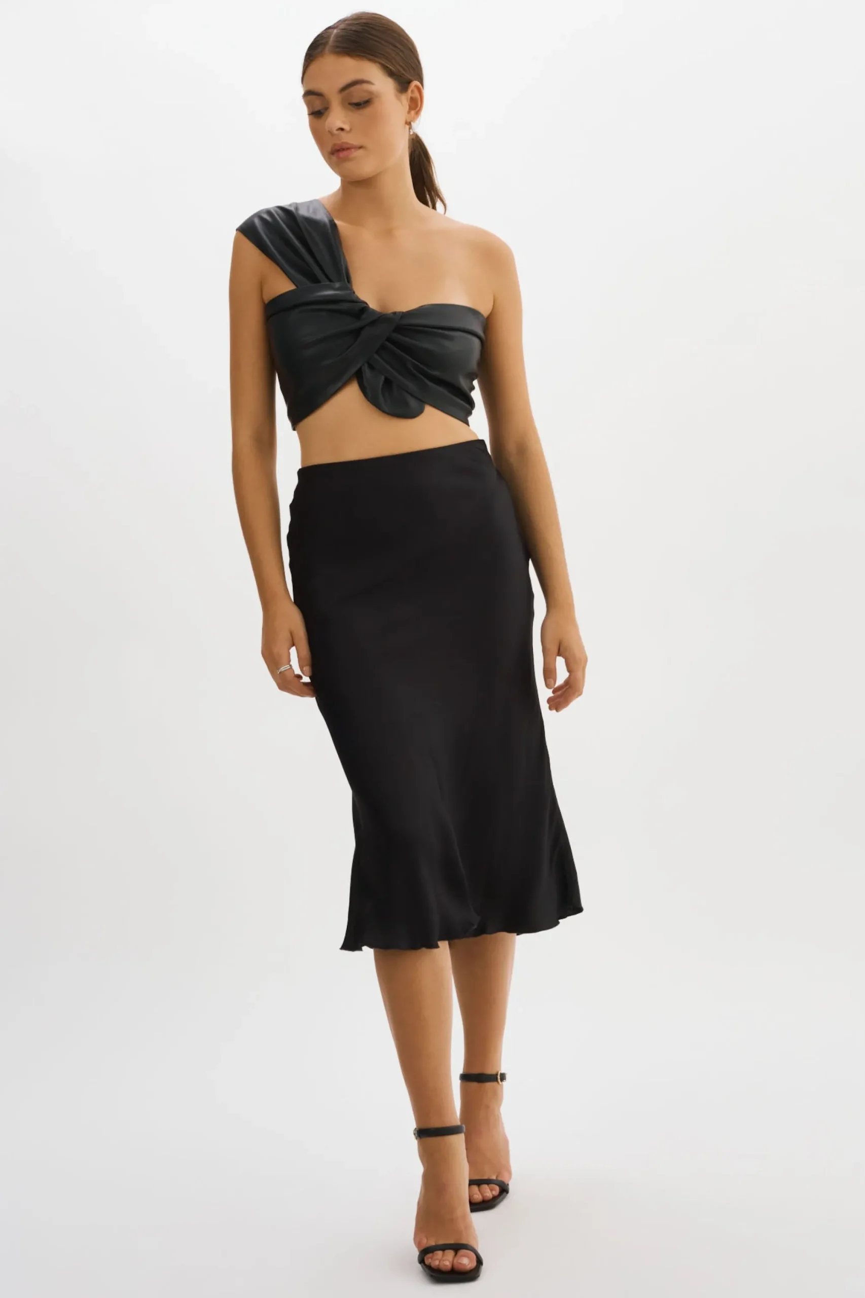 Outlet LAMARQUE JOLIE | Faux Leather One Shoulder Top Black