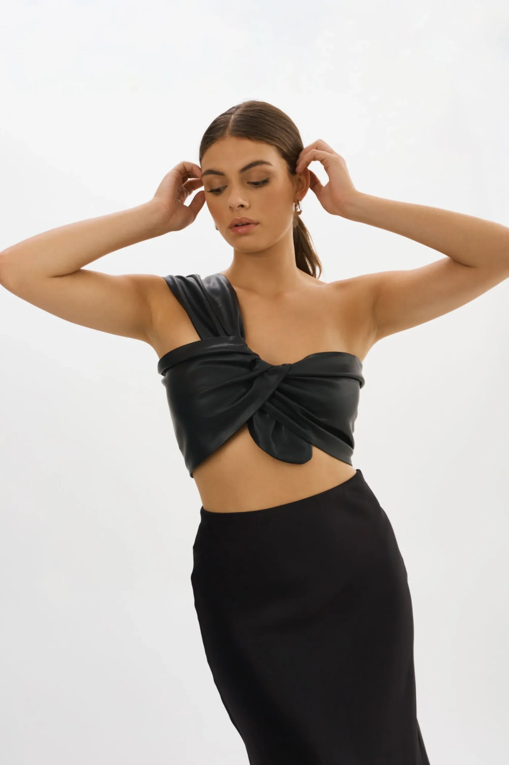 Outlet LAMARQUE JOLIE | Faux Leather One Shoulder Top Black