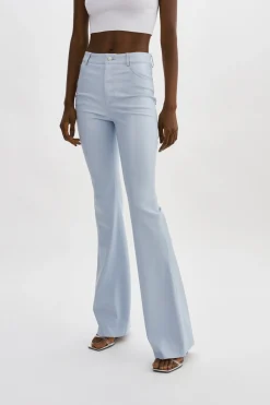 Fashion LAMARQUE KAIDA |Faux Leather Flare Pants Baby blue