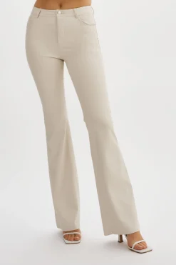 New LAMARQUE KAIDA |Faux Leather Flare Pants IVORY