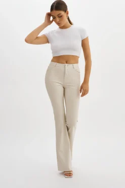 New LAMARQUE KAIDA |Faux Leather Flare Pants IVORY