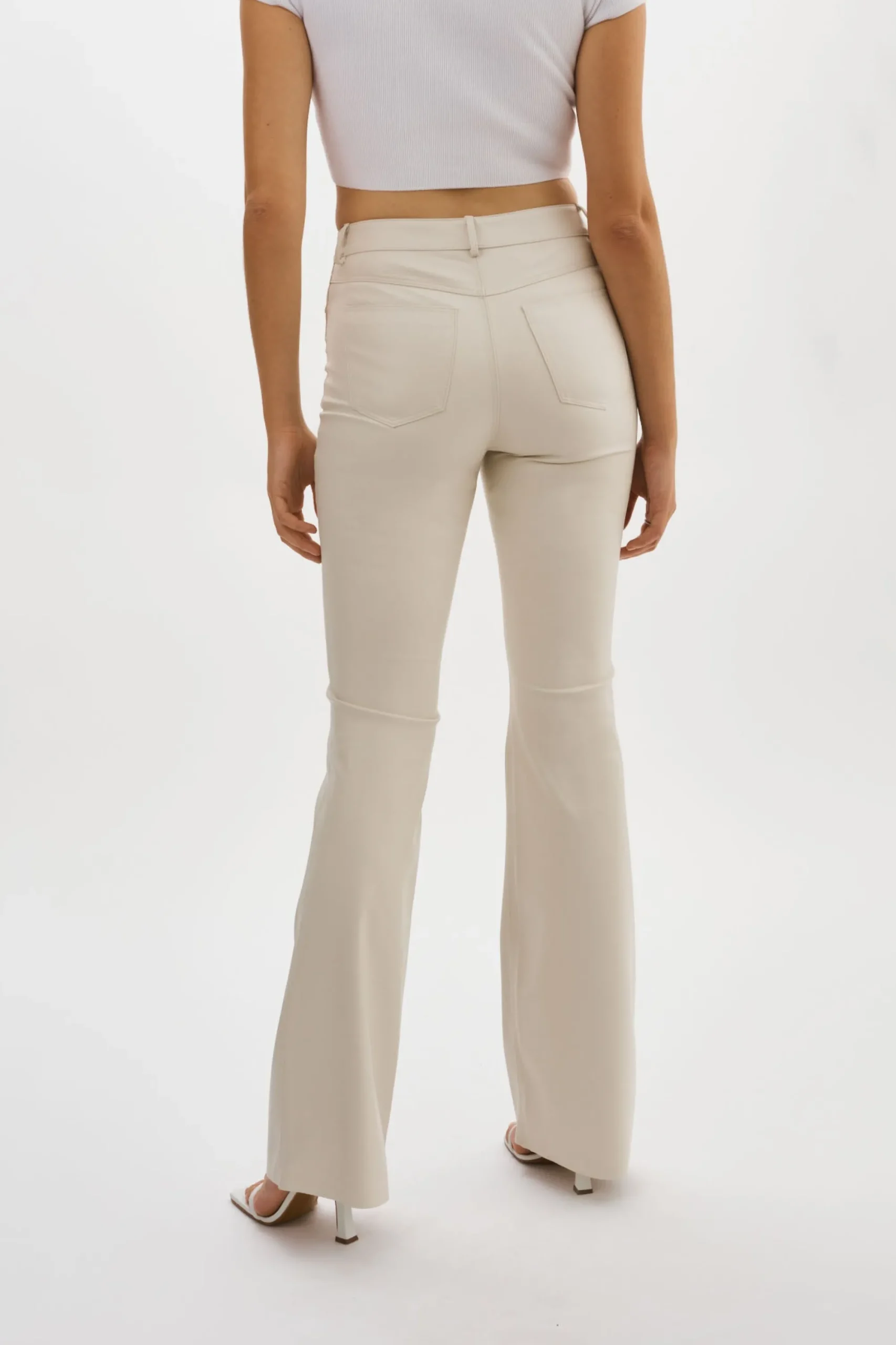 New LAMARQUE KAIDA |Faux Leather Flare Pants IVORY