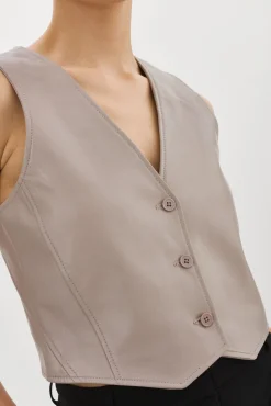 Discount LAMARQUE KALLIE | Leather Vest Ash Grey