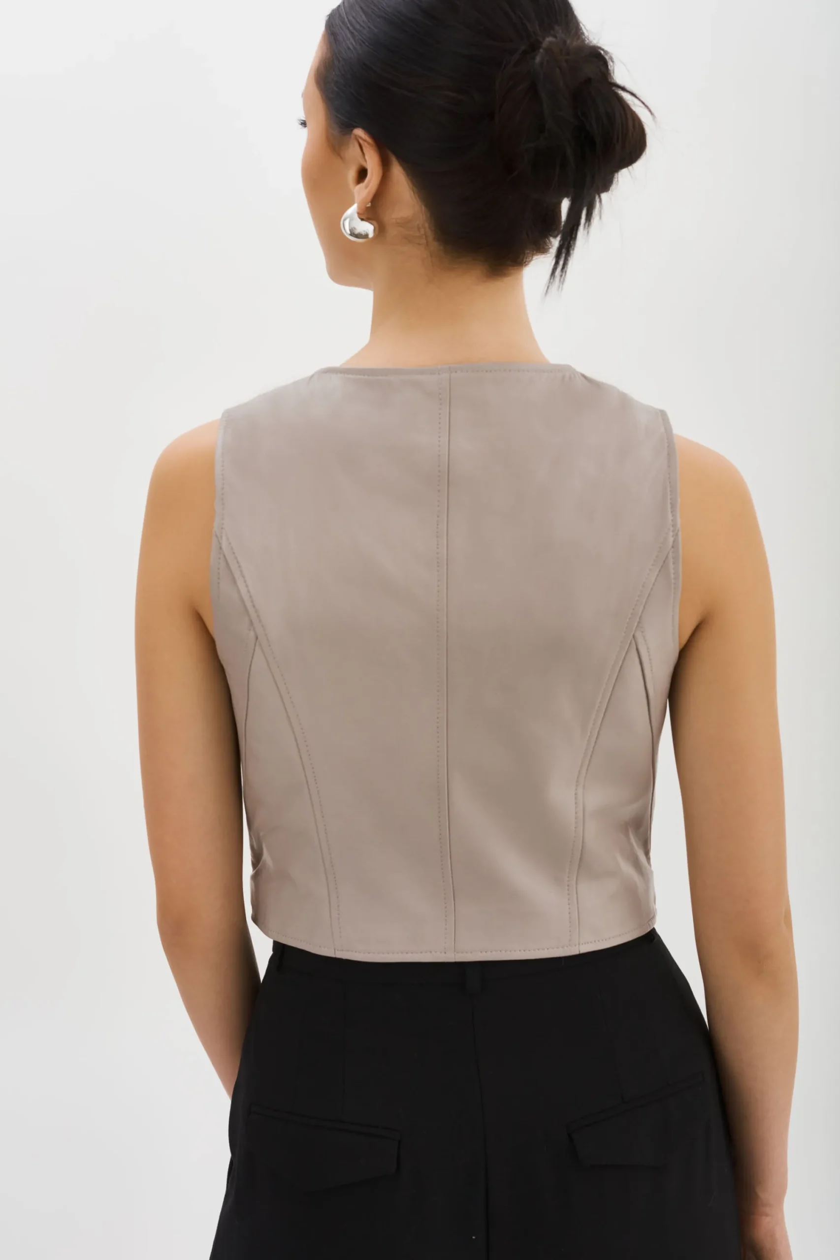 Discount LAMARQUE KALLIE | Leather Vest Ash Grey