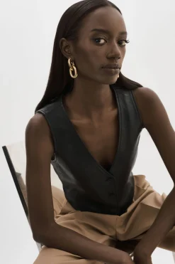 Cheap LAMARQUE KALLIE | Leather Vest Black