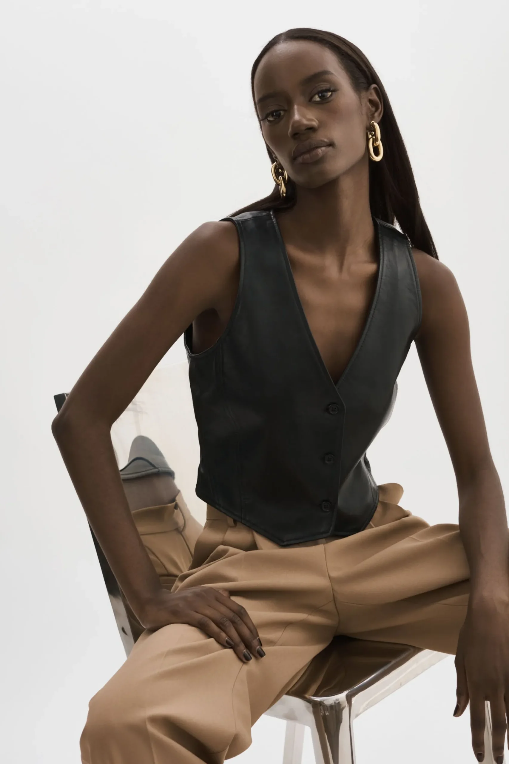 Cheap LAMARQUE KALLIE | Leather Vest Black