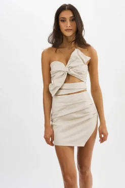 Best LAMARQUE KARLA | Leather Bow Dress Bone