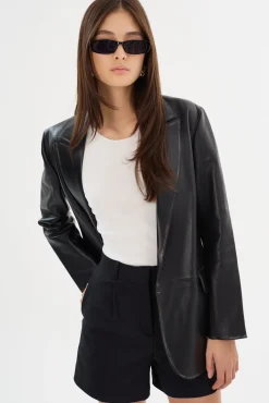 Fashion LAMARQUE KARRIN | Distressed Leather Blazer Distressed Black