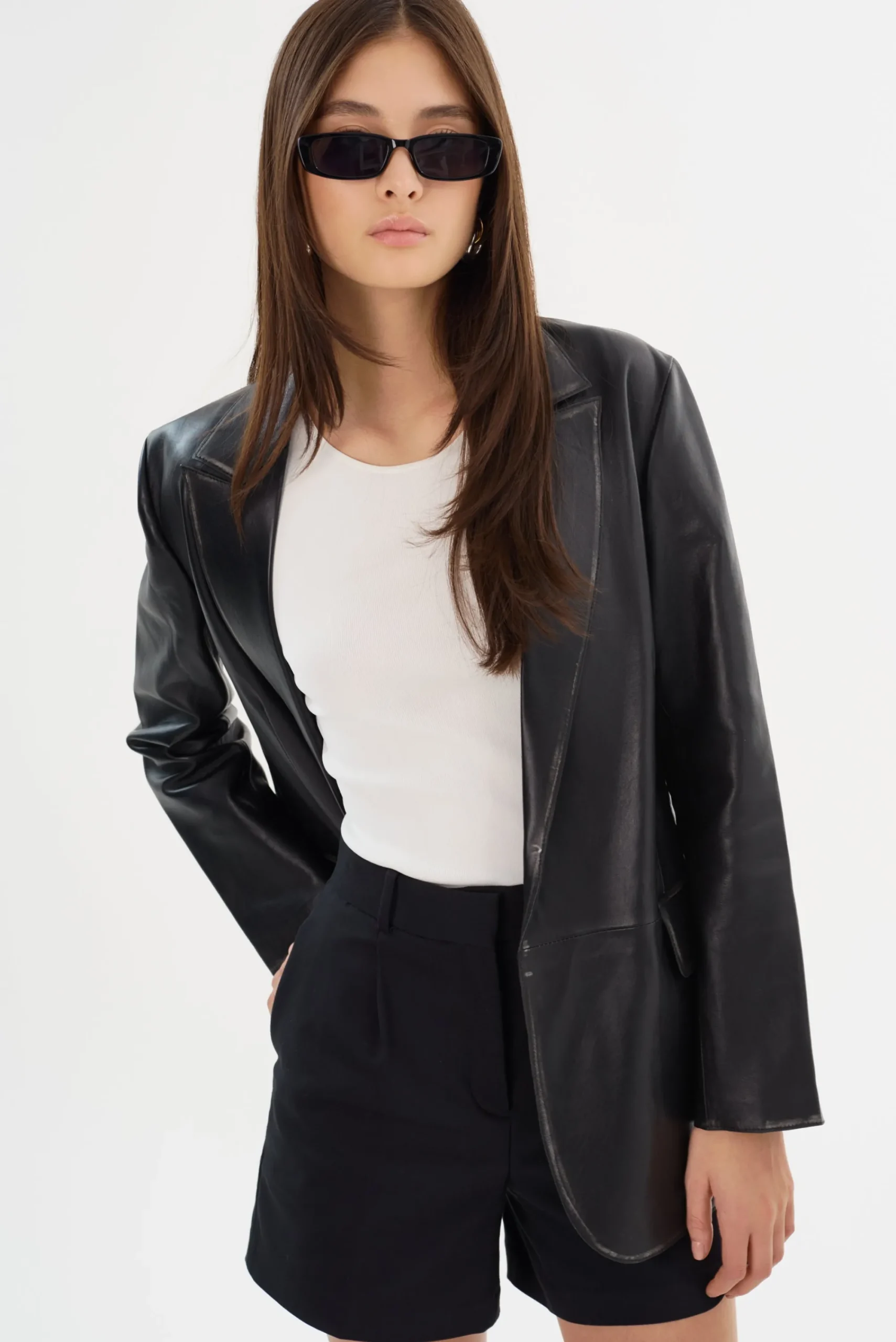 Fashion LAMARQUE KARRIN | Distressed Leather Blazer Distressed Black