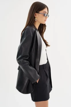 Fashion LAMARQUE KARRIN | Distressed Leather Blazer Distressed Black