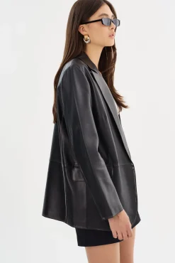 Fashion LAMARQUE KARRIN | Distressed Leather Blazer Distressed Black