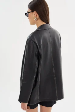 Fashion LAMARQUE KARRIN | Distressed Leather Blazer Distressed Black