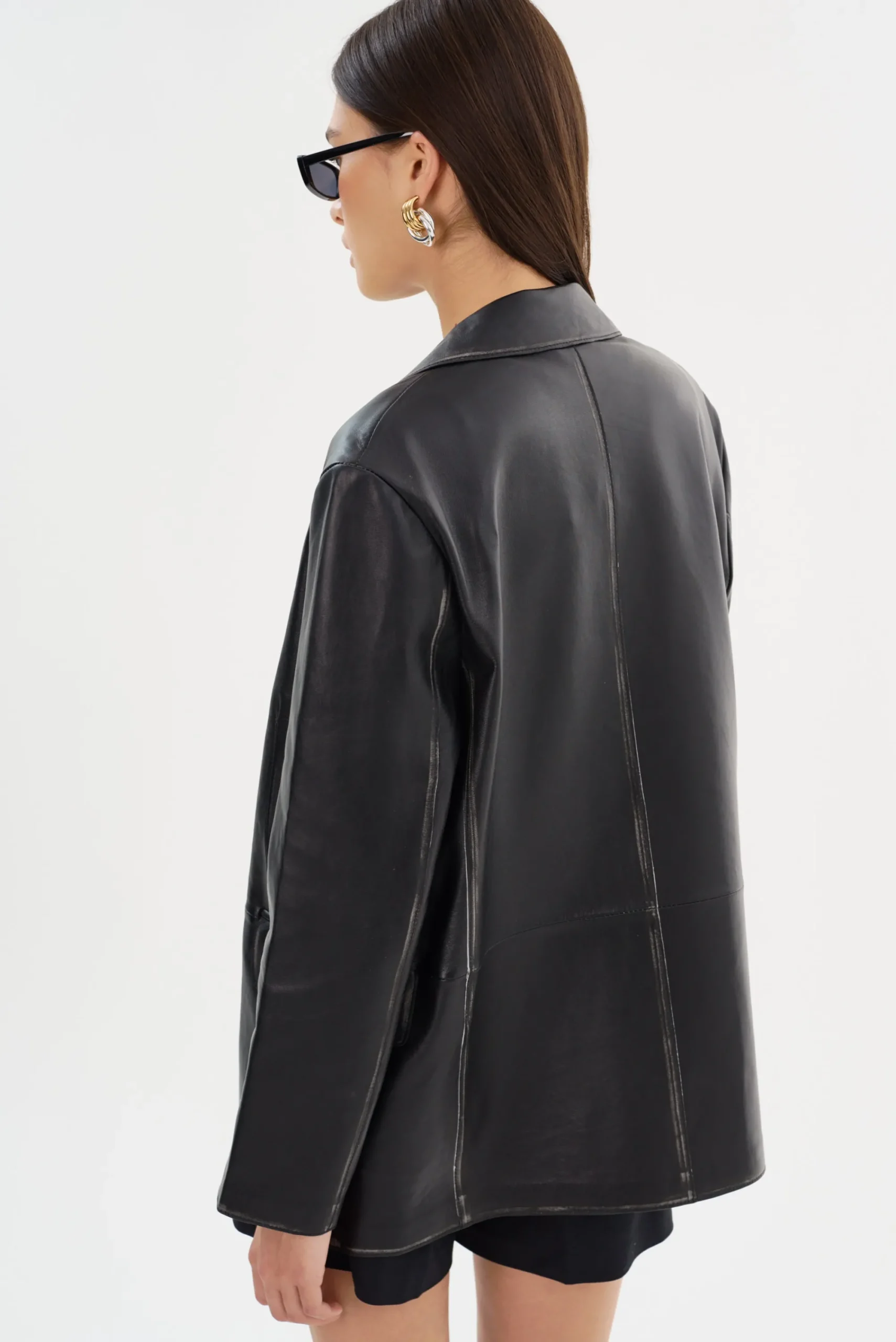 Fashion LAMARQUE KARRIN | Distressed Leather Blazer Distressed Black