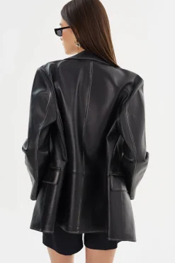 Fashion LAMARQUE KARRIN | Distressed Leather Blazer Distressed Black