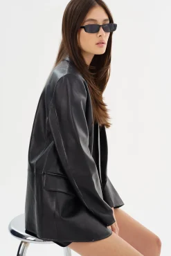 Fashion LAMARQUE KARRIN | Distressed Leather Blazer Distressed Black