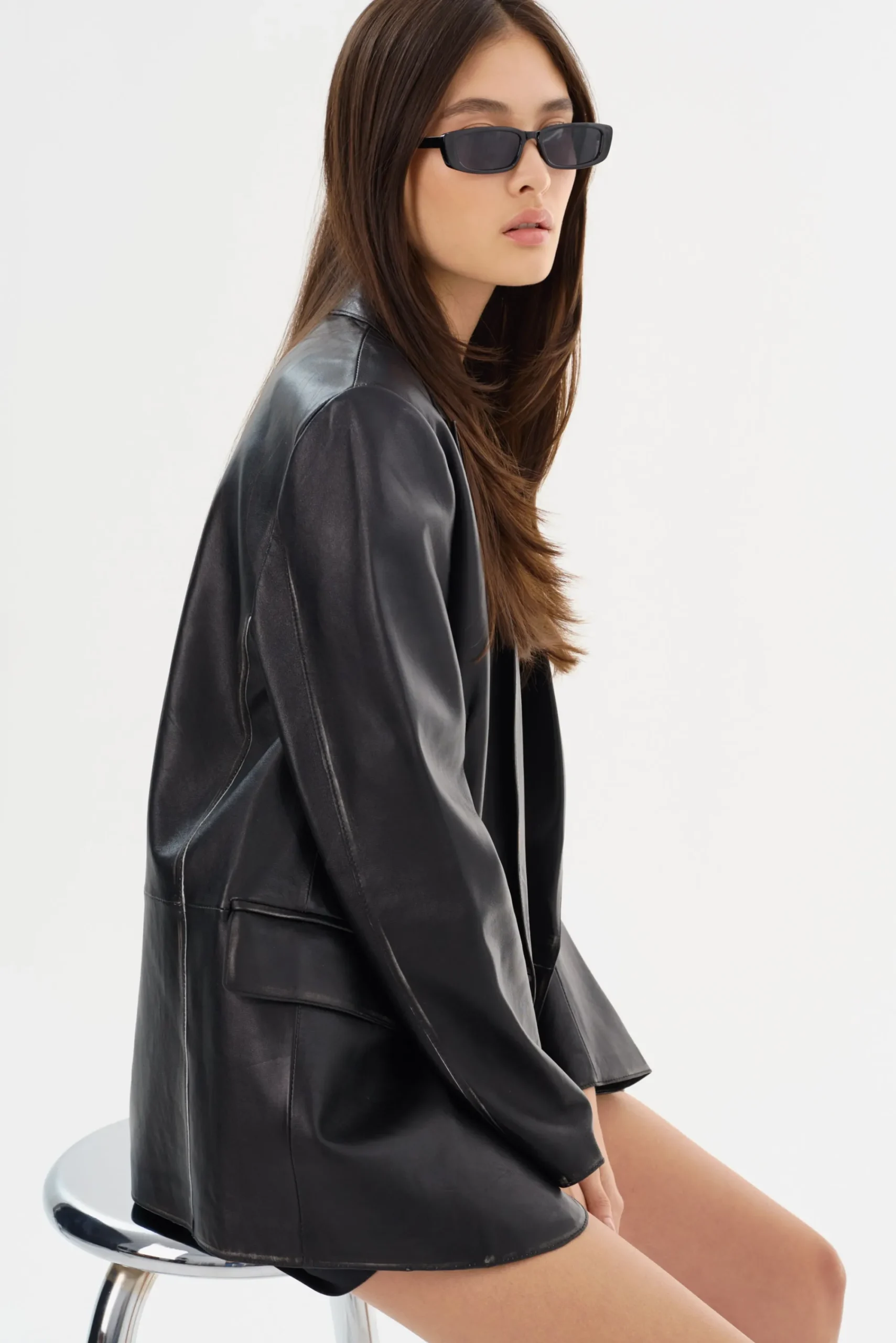 Fashion LAMARQUE KARRIN | Distressed Leather Blazer Distressed Black