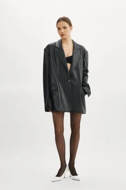 Discount LAMARQUE Kassandra | Faux Leather Oversized Blazer Black