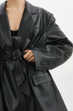Discount LAMARQUE Kassandra | Faux Leather Oversized Blazer Black