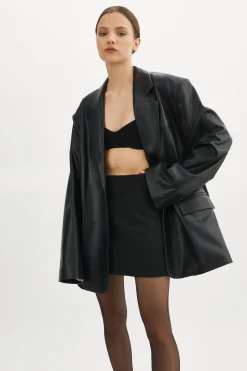 Discount LAMARQUE Kassandra | Faux Leather Oversized Blazer Black
