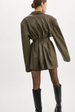 Cheap LAMARQUE Kassandra | Faux Leather Oversized Blazer Khaki