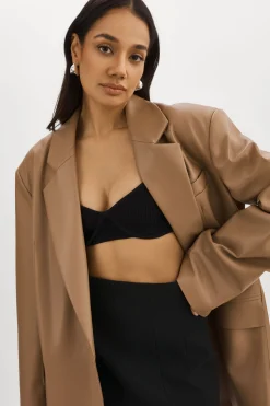 Store LAMARQUE Kassandra | Faux Leather Oversized Blazer MOCHA