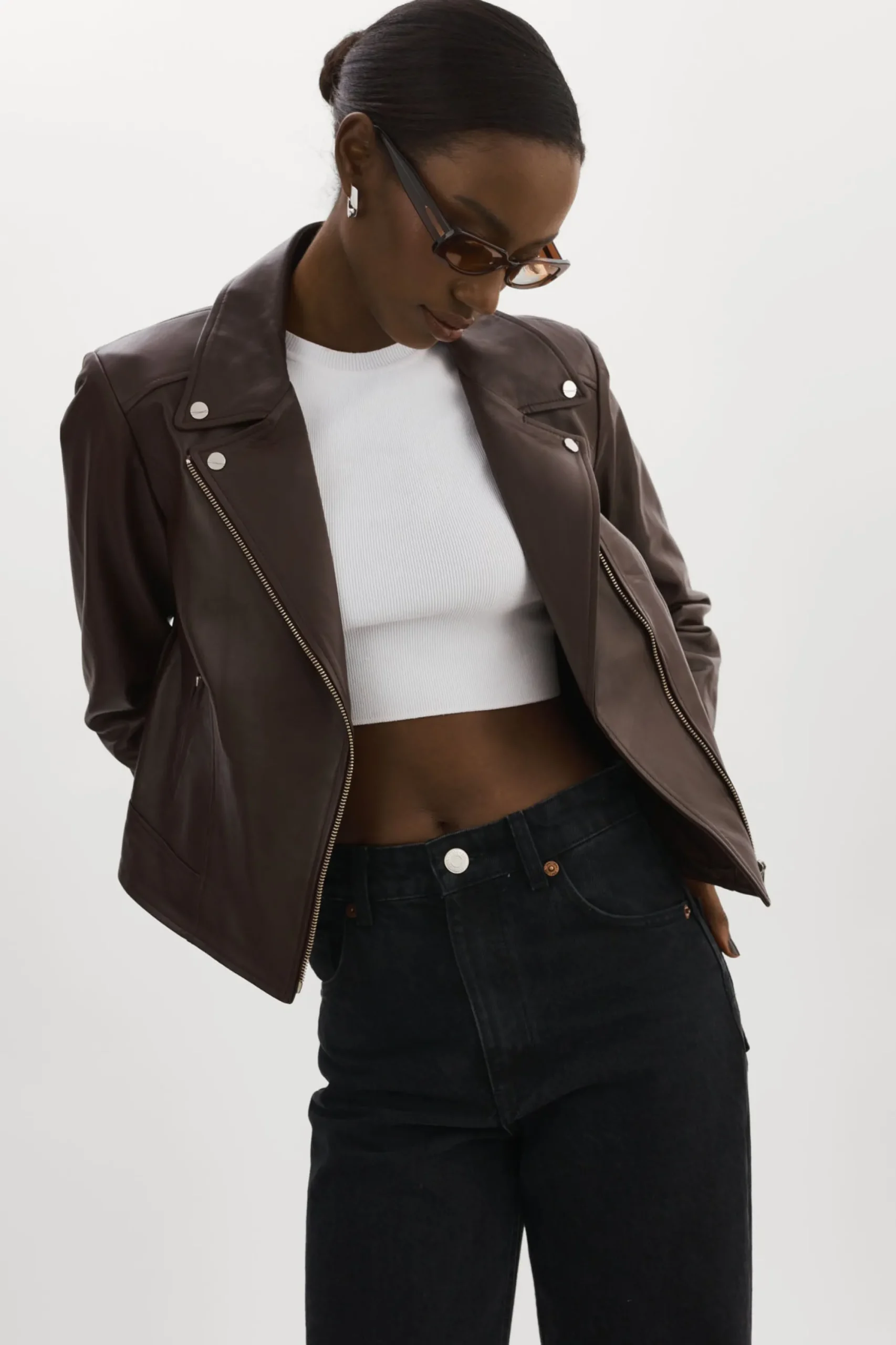 Online LAMARQUE KELSEY | Leather Biker Jacket MAHOGANY