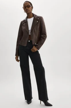 Online LAMARQUE KELSEY | Leather Biker Jacket MAHOGANY