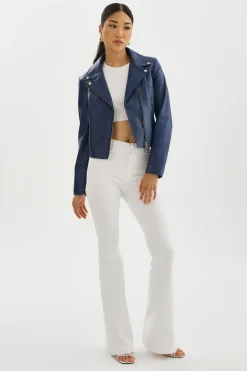 Best Sale LAMARQUE KELSEY GOLD | Leather Biker Jacket Aegean Blue