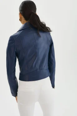 Best Sale LAMARQUE KELSEY GOLD | Leather Biker Jacket Aegean Blue