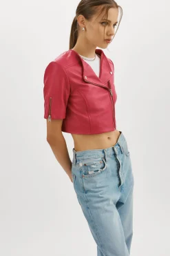 Store LAMARQUE KIRSI | Cropped Biker Jacket Berry