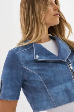 Cheap LAMARQUE KIRSI | Cropped Biker Jacket Distressed Indigo