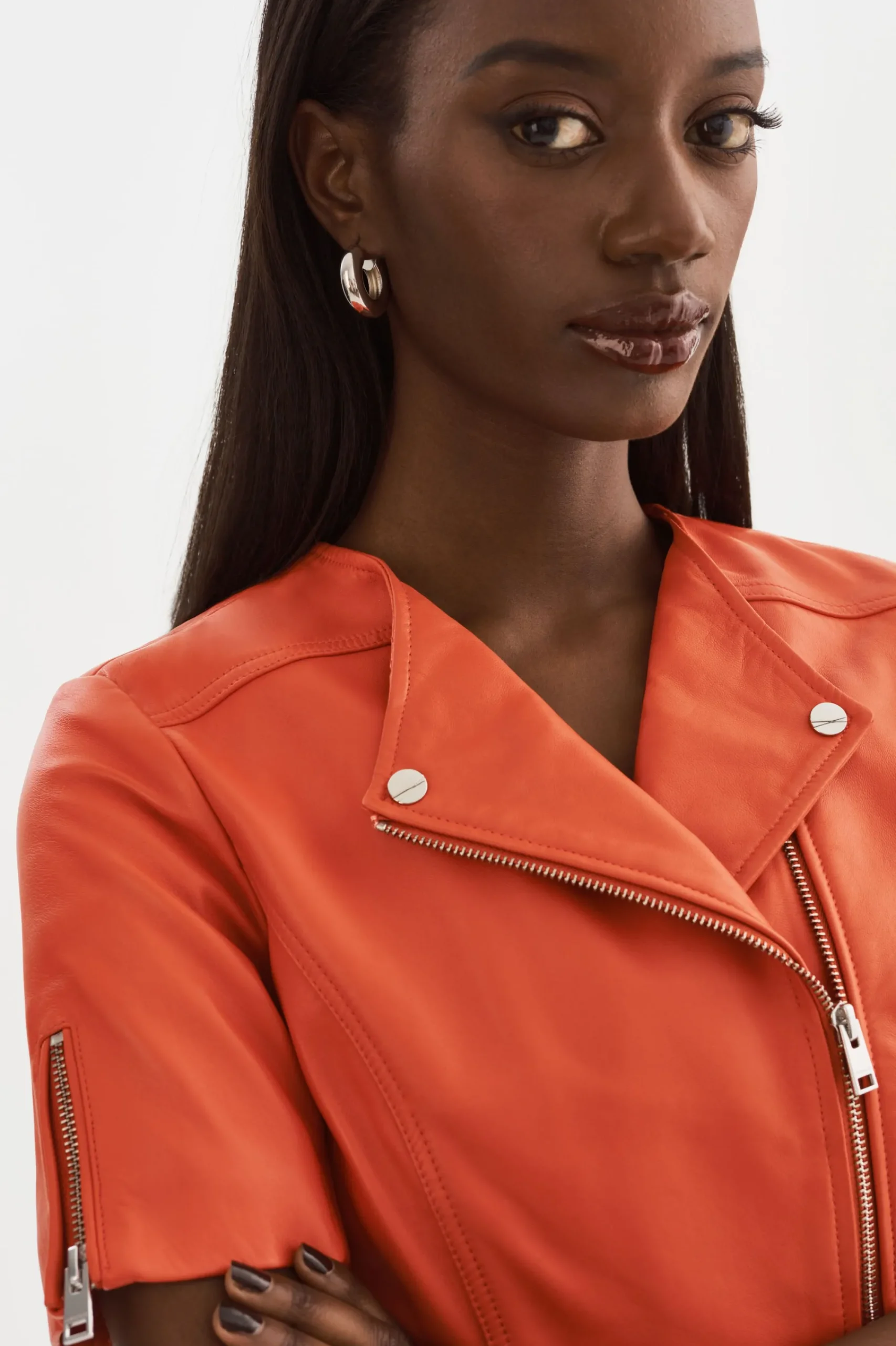 Store LAMARQUE KIRSI | Cropped Biker Jacket Spicy Orange