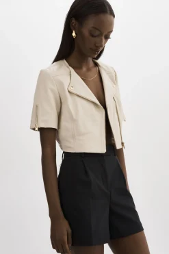 Hot LAMARQUE KIRSI GOLD | Cropped Biker Jacket Bone