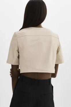 Hot LAMARQUE KIRSI GOLD | Cropped Biker Jacket Bone