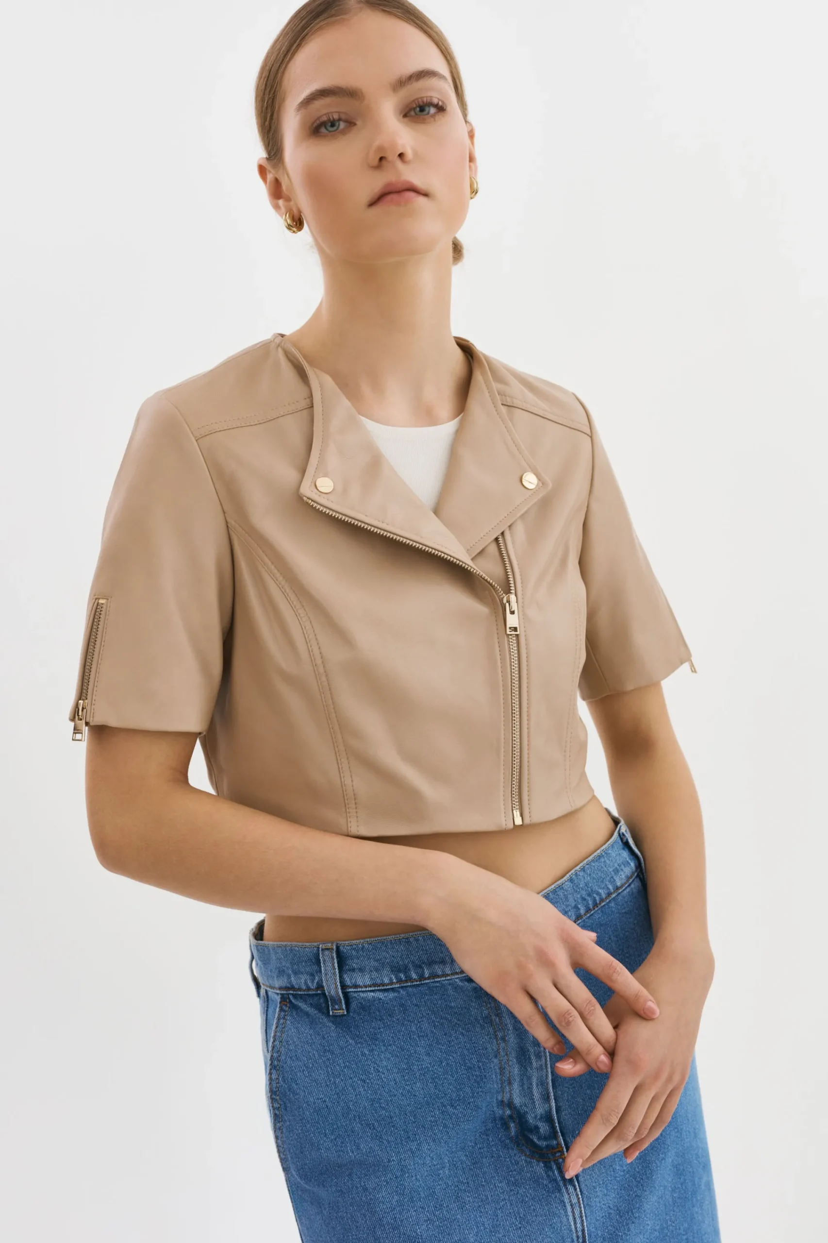 Best LAMARQUE KIRSI GOLD | Cropped Biker Jacket Wheat