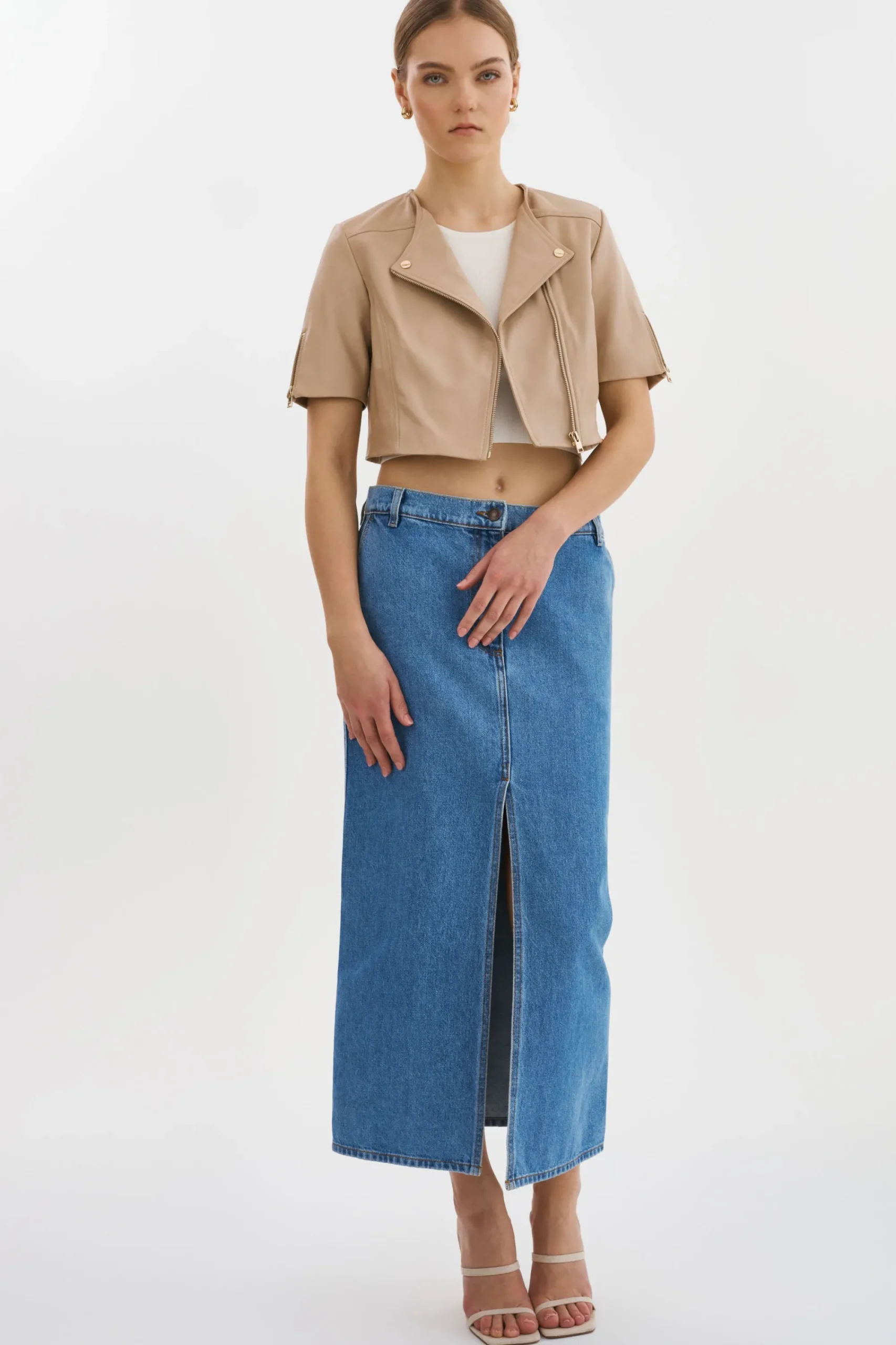 Best LAMARQUE KIRSI GOLD | Cropped Biker Jacket Wheat