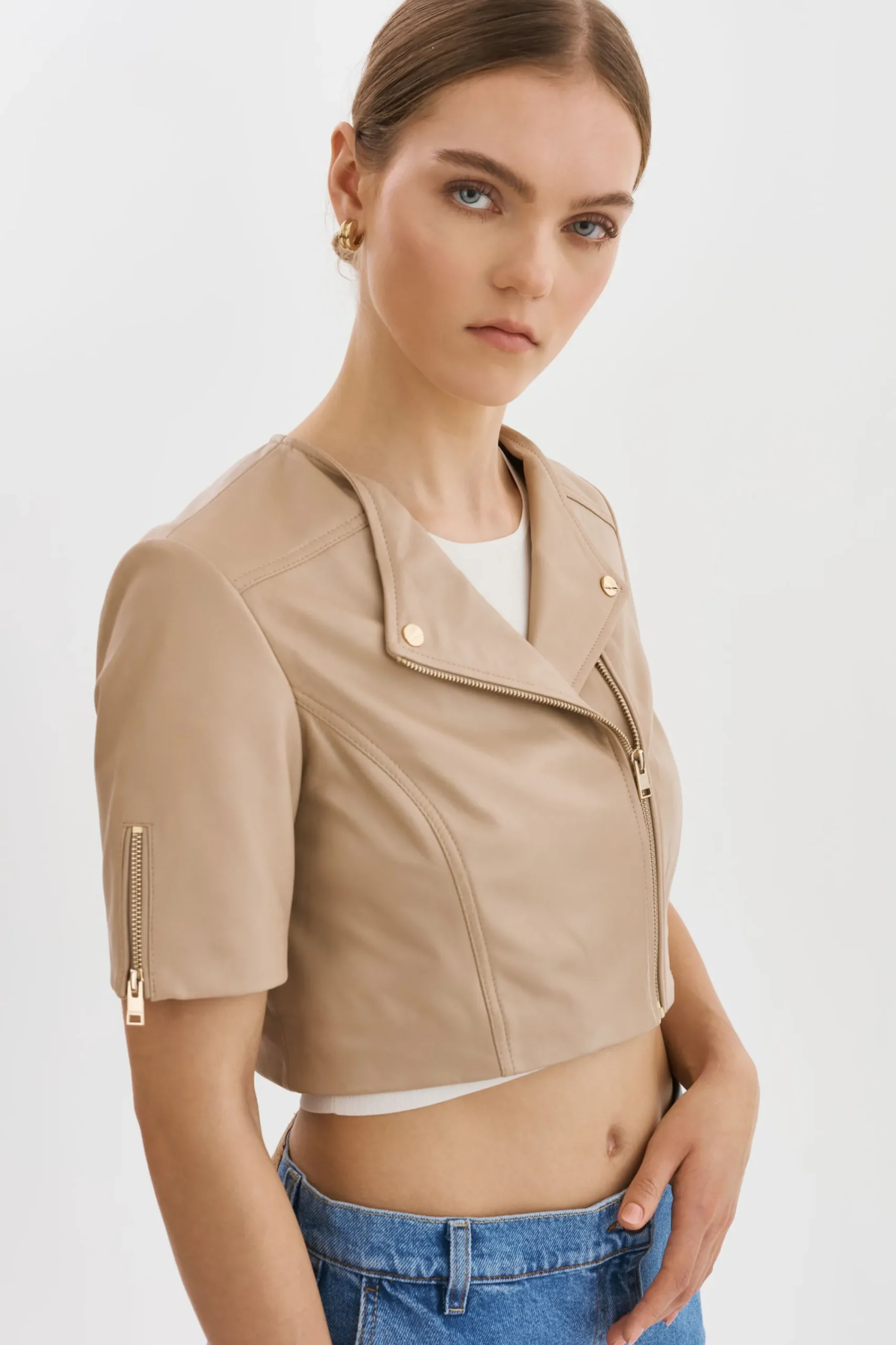 Best LAMARQUE KIRSI GOLD | Cropped Biker Jacket Wheat
