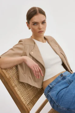 Best LAMARQUE KIRSI GOLD | Cropped Biker Jacket Wheat