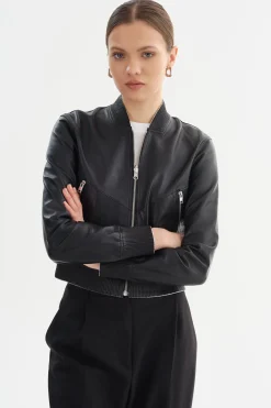 Hot LAMARQUE KORDELLA | Reversible Leather Bomber Jacket Black/Silver