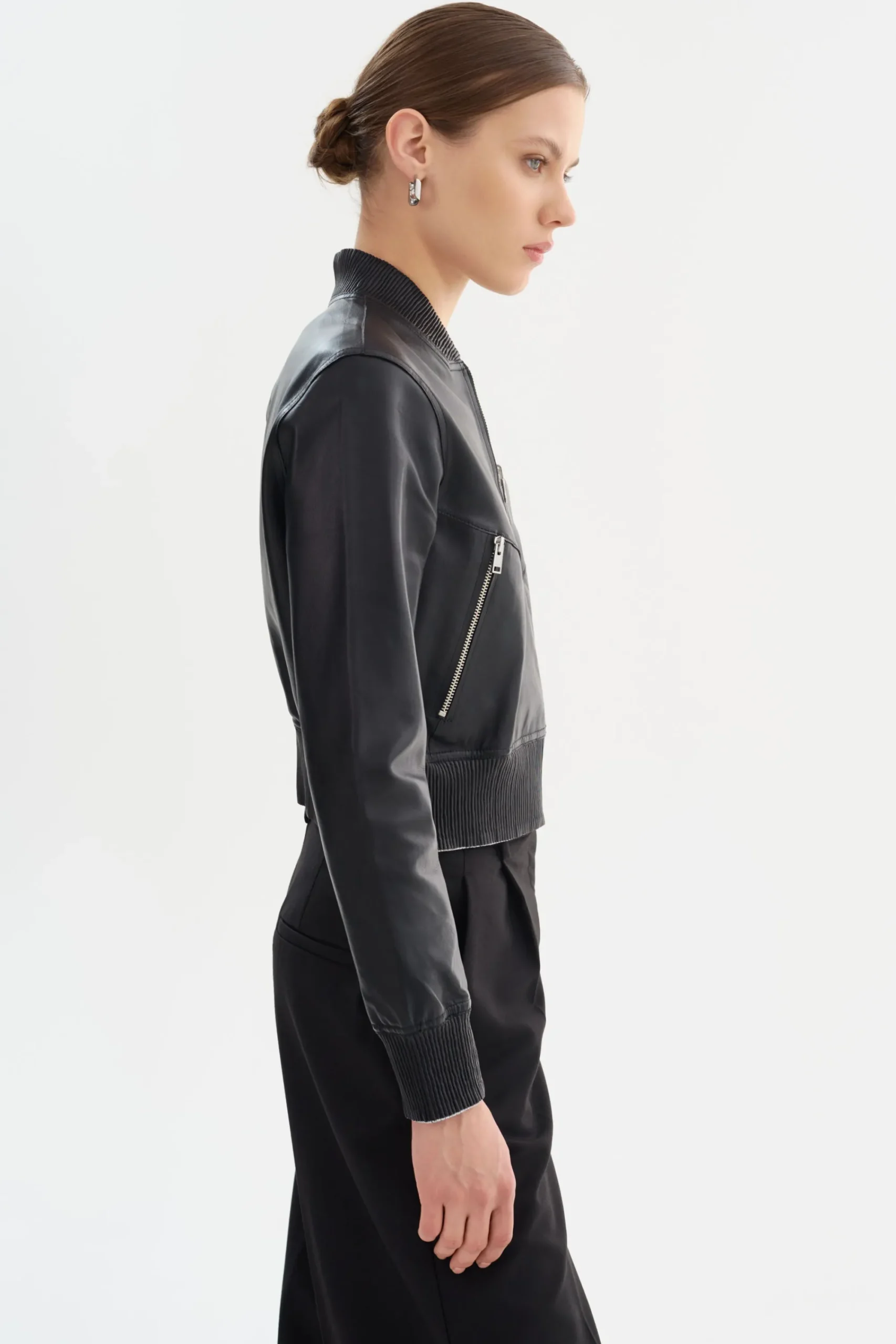 Hot LAMARQUE KORDELLA | Reversible Leather Bomber Jacket Black/Silver