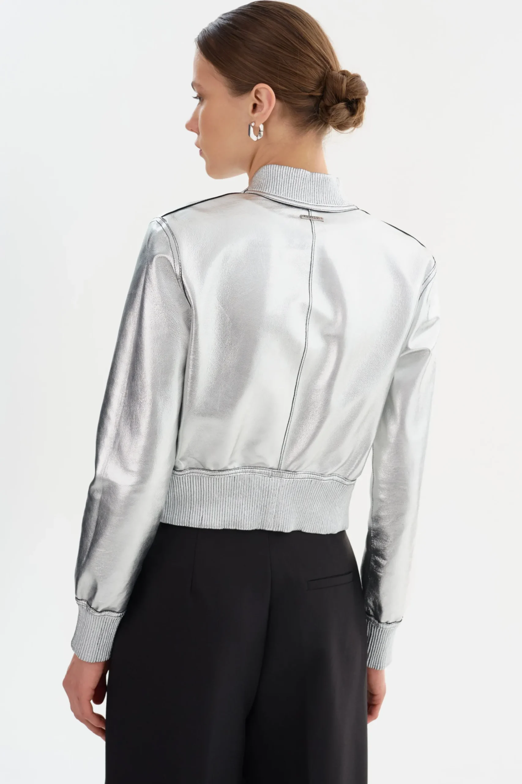 Hot LAMARQUE KORDELLA | Reversible Leather Bomber Jacket Black/Silver