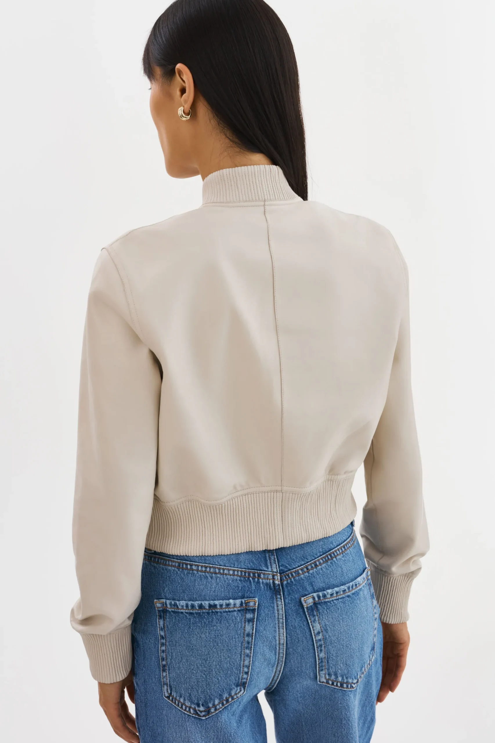Shop LAMARQUE KORDELLA | Reversible Leather Bomber Jacket Bone/Gold