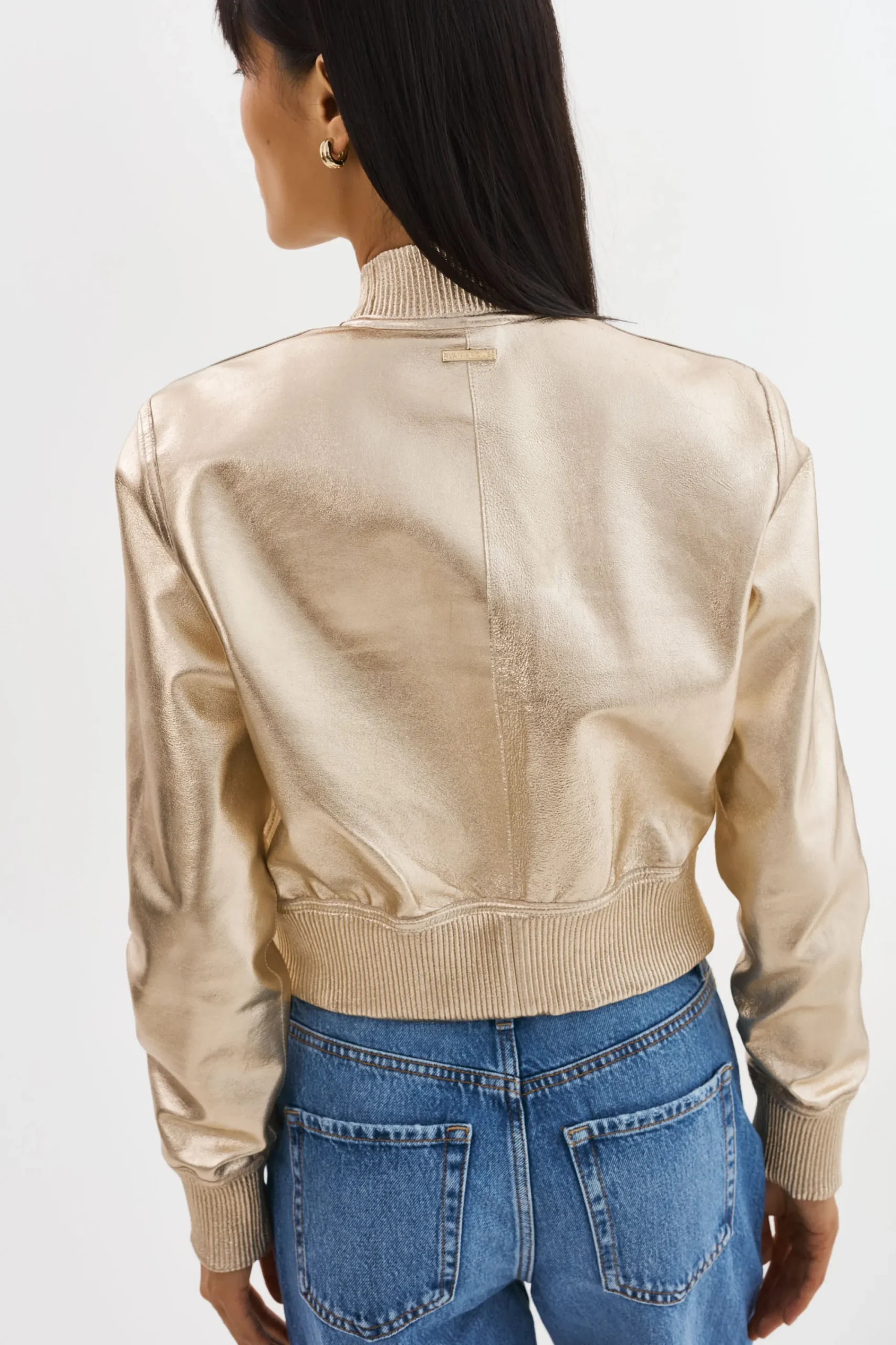 Shop LAMARQUE KORDELLA | Reversible Leather Bomber Jacket Bone/Gold