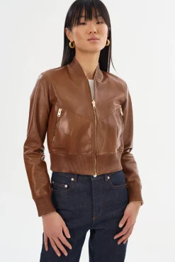 Cheap LAMARQUE KORDELLA | Reversible Leather Bomber Jacket Luggage/Gold