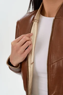 Cheap LAMARQUE KORDELLA | Reversible Leather Bomber Jacket Luggage/Gold