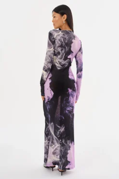 Outlet LAMARQUE LEANDRA | Printed Jersey Maxi Dress Lavender Haze