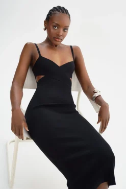 Online LAMARQUE LIDIA | Midi Knit Dress Black