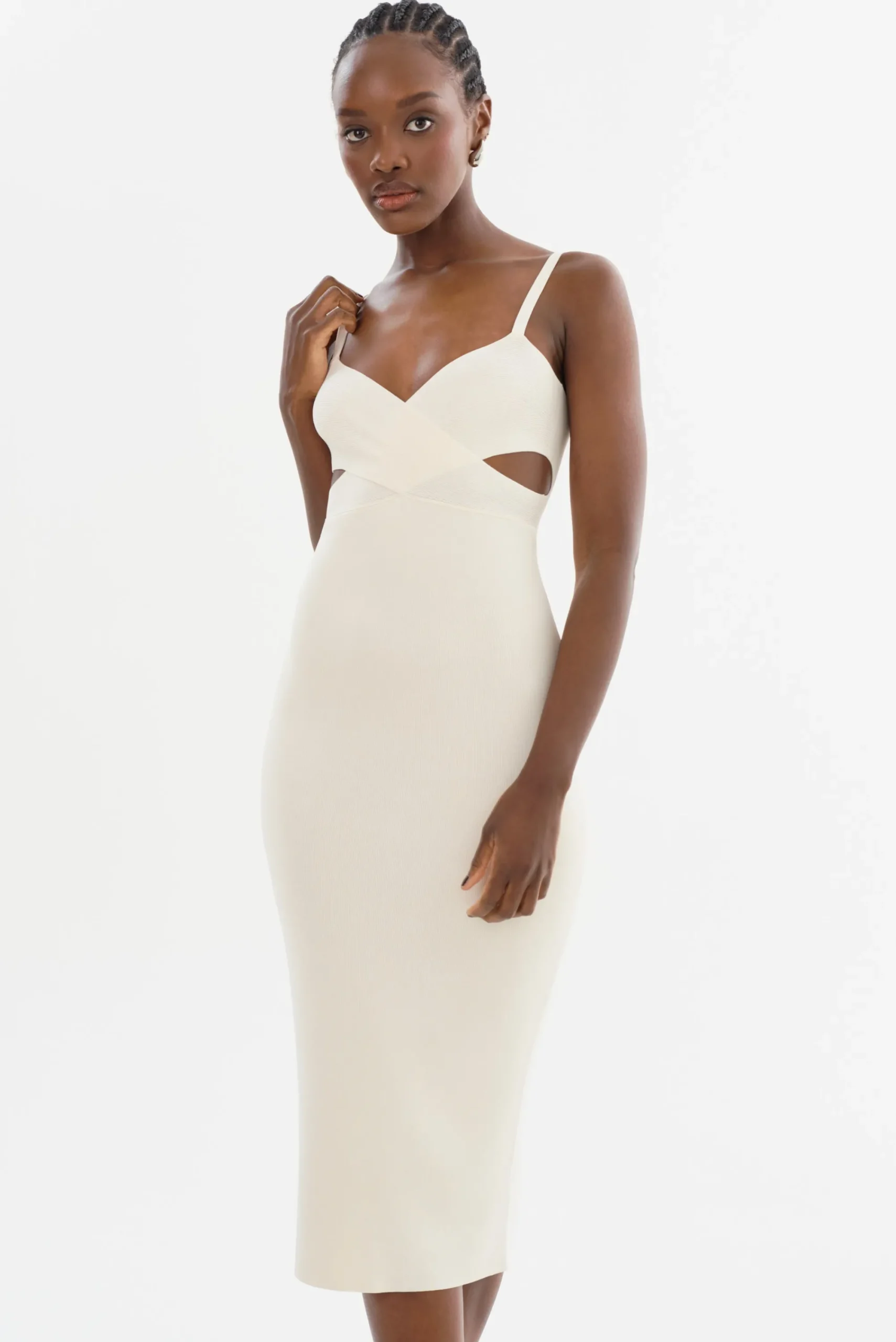 New LAMARQUE LIDIA | Midi Knit Dress Off White