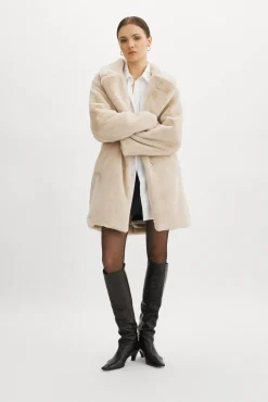 Shop LAMARQUE LINNEA | Faux Fur Coat Bone